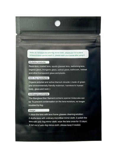 Black packaging with text on a white background